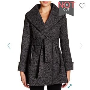 Trina Turk Jami Faux Suede Trim Wool Blend Coat